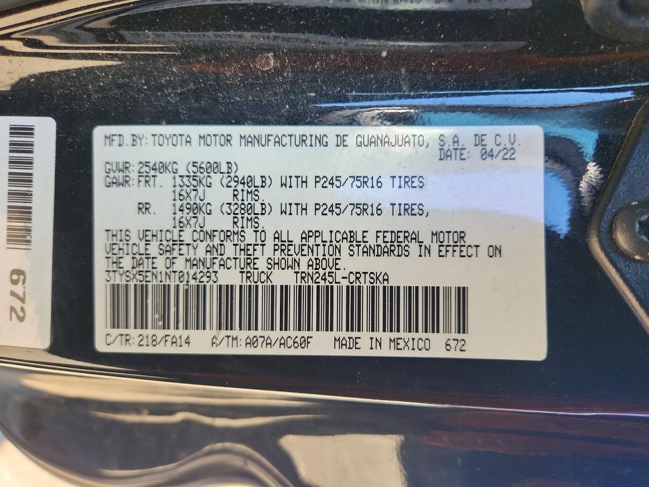 2022 Toyota Tacoma SR