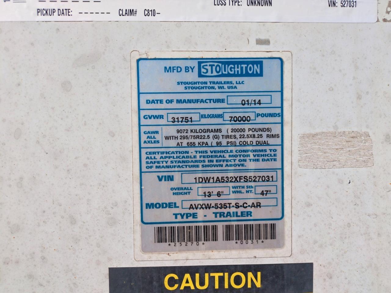2015 Stroughton Semitrailrt