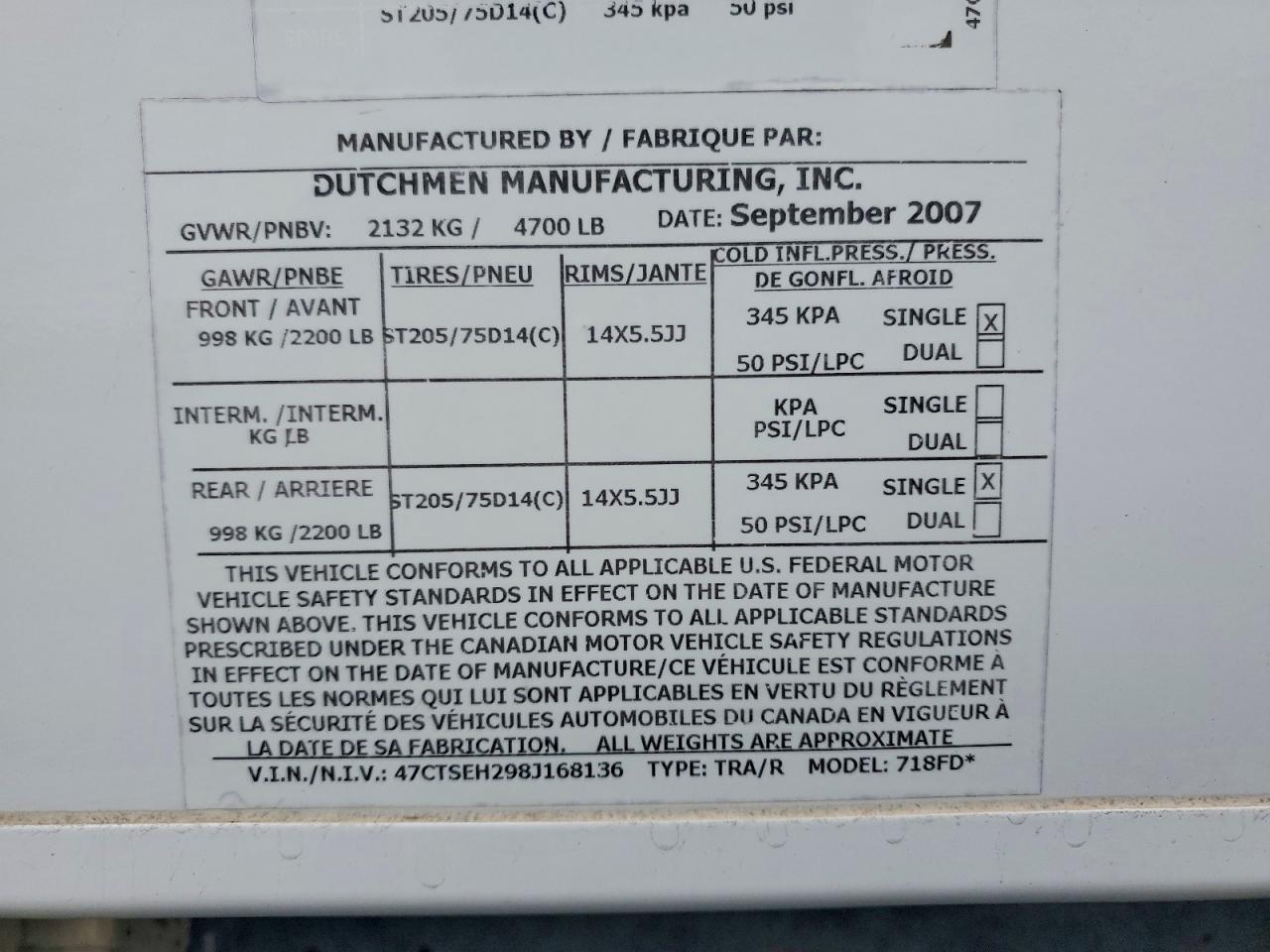 2008 Dutchmen Travel 2008 Dutchmen 718FD Camper