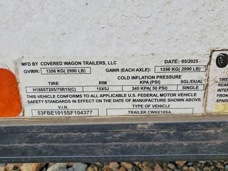 2025 Covered Wagon Cw6x10sa Enclosed Cargo Trailer