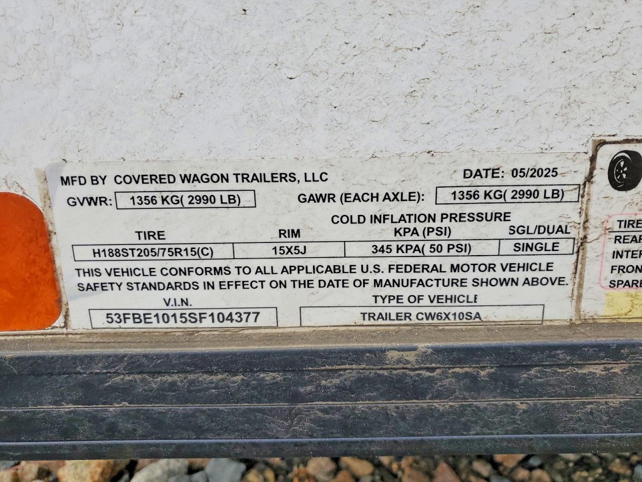 2025 Covered Wagon CW6X10SA Enclosed Cargo Trailer