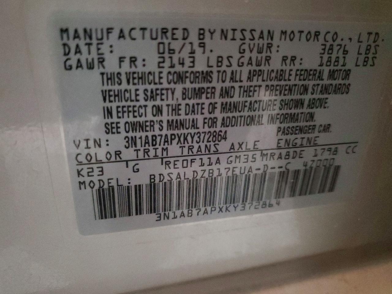 2019 Nissan Sentra sv