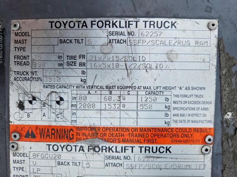 2014 Toyota 8FGCU20 Forklift