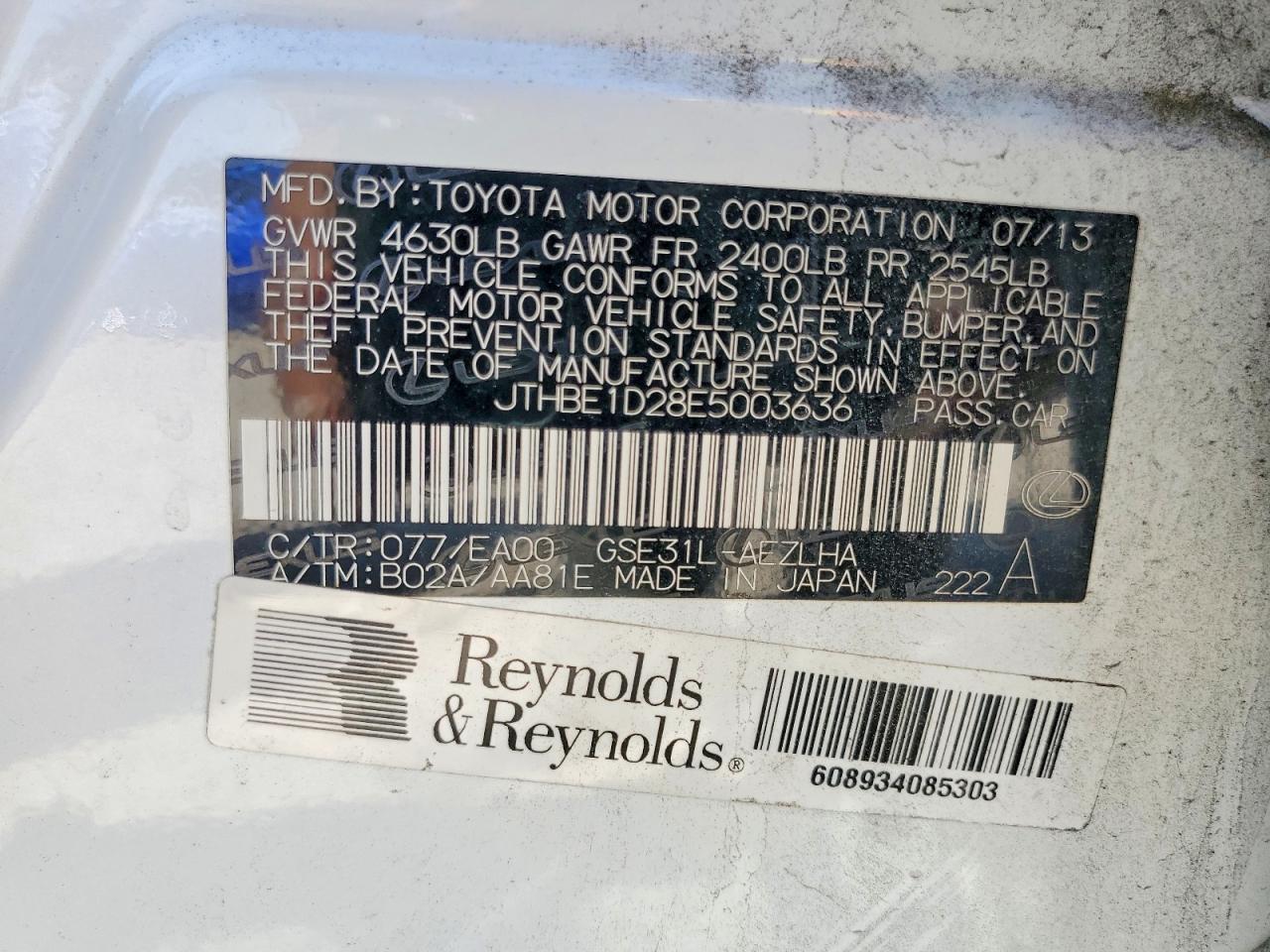 2014 Lexus Is 350 Base