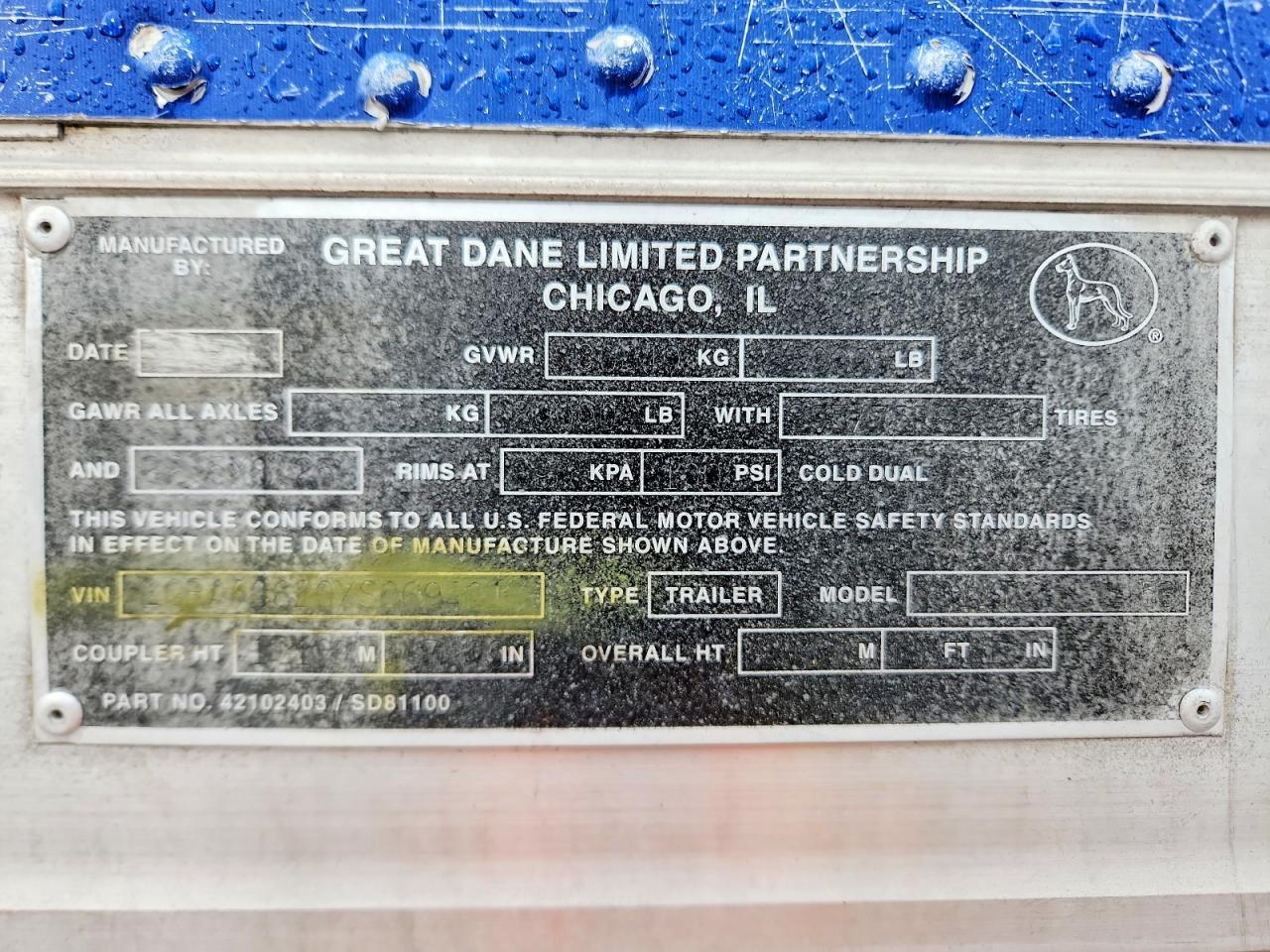 1999 Great Dane DRY Van Trailer