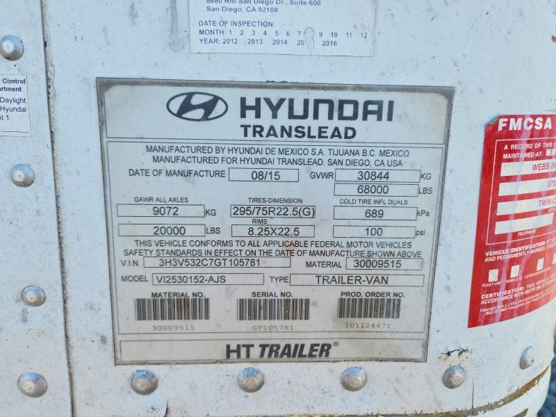 2016 Hyun Dai Translead Vi2530152-ajs dry van Trailer
