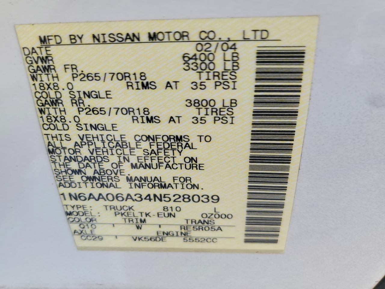 2004 Nissan Titan XE