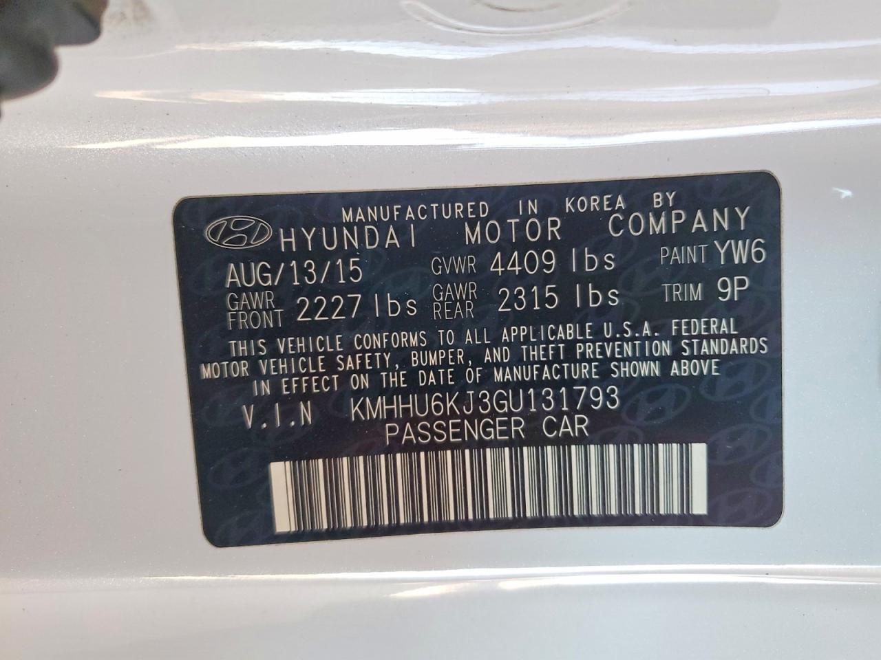 2016 Hyundai Genesis 3.8l