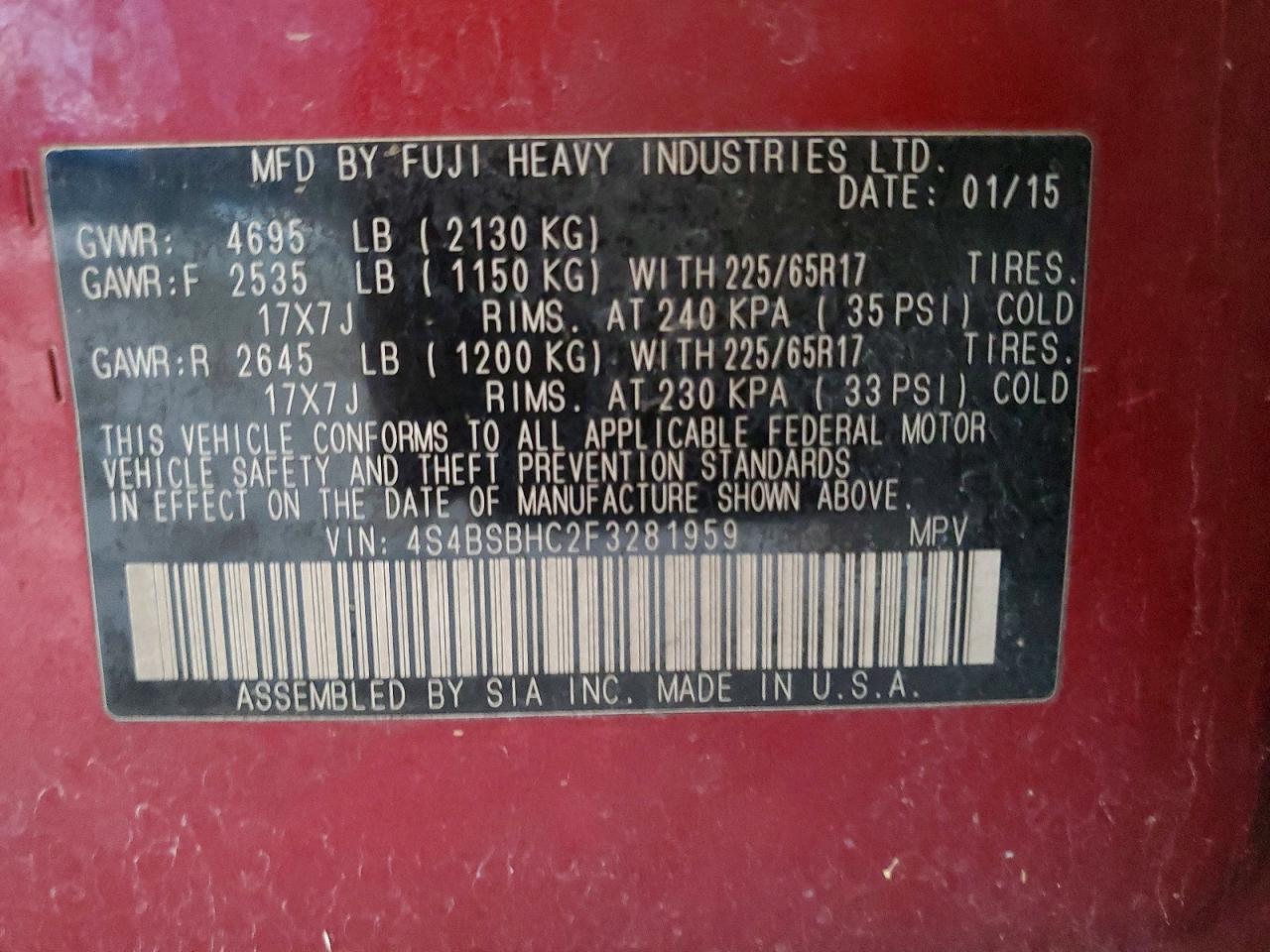 2015 Subaru Outback 2.5i Premium