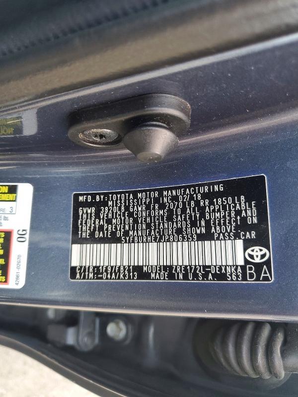 2018 Toyota Corolla le