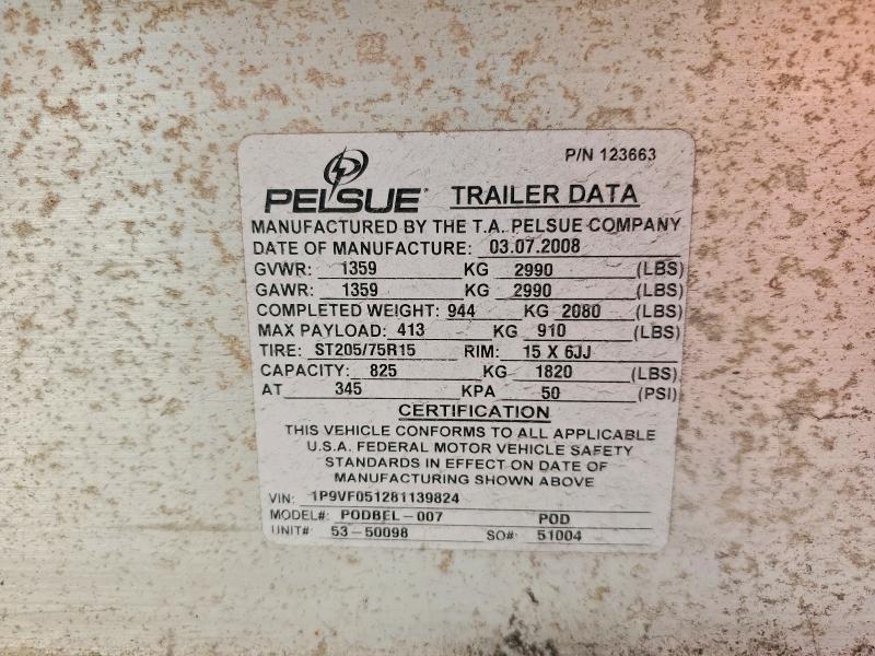 2008 Pelsue Fiber Optic Splicing Trailer