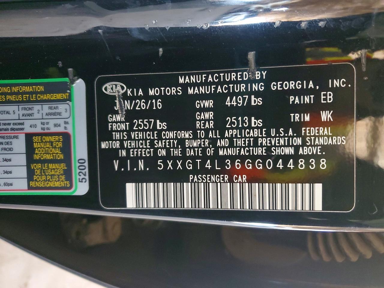 2016 KIA Optima lx