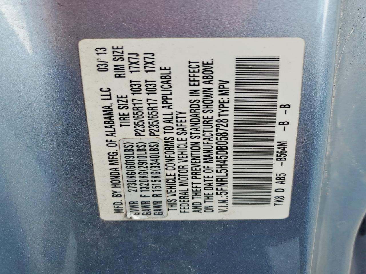 2013 Honda Odyssey ex