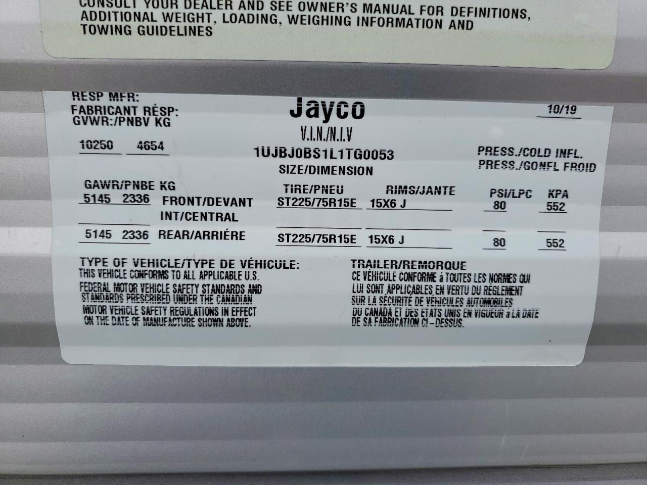 2020 Jayco Inc Trailers