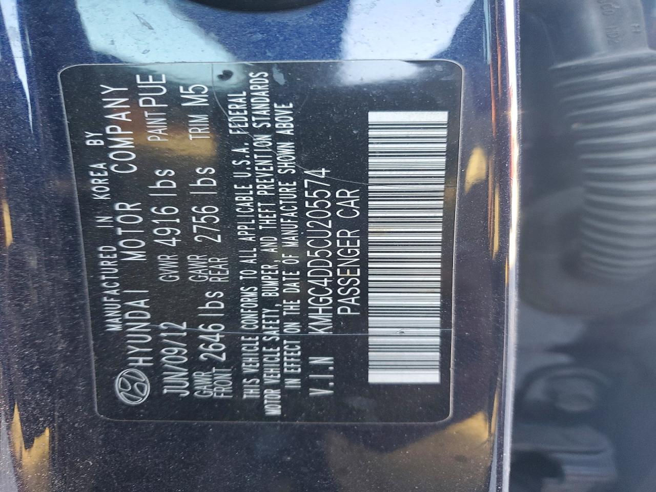 2012 Hyundai Genesis 3.8l V6