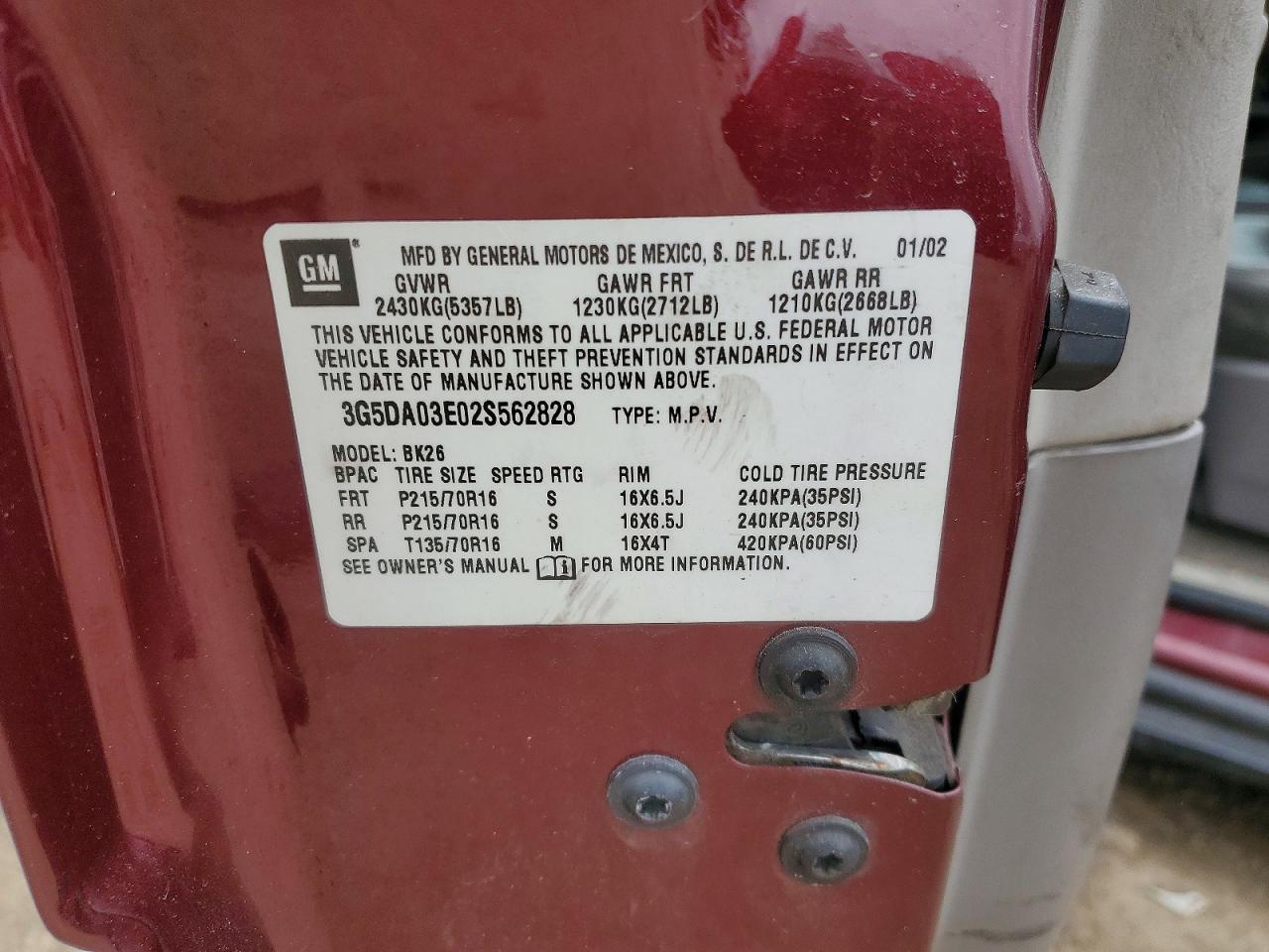 2002 Buick Rendezvous cx