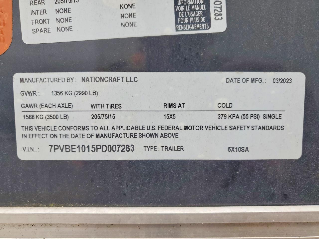 2023 Nationcraft 6X10SA Enclosed Cargo Trailer