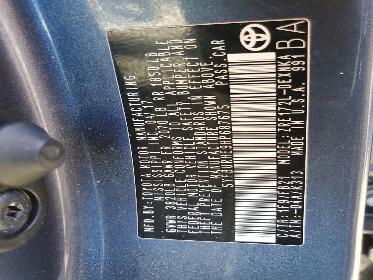 2017 Toyota Corolla le