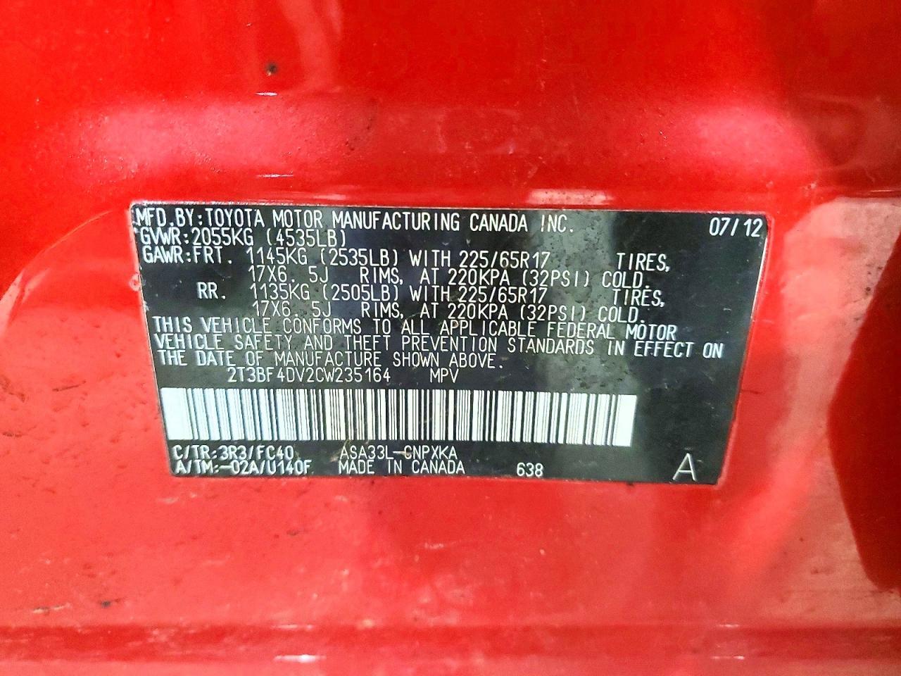 2012 Toyota Rav4 Base