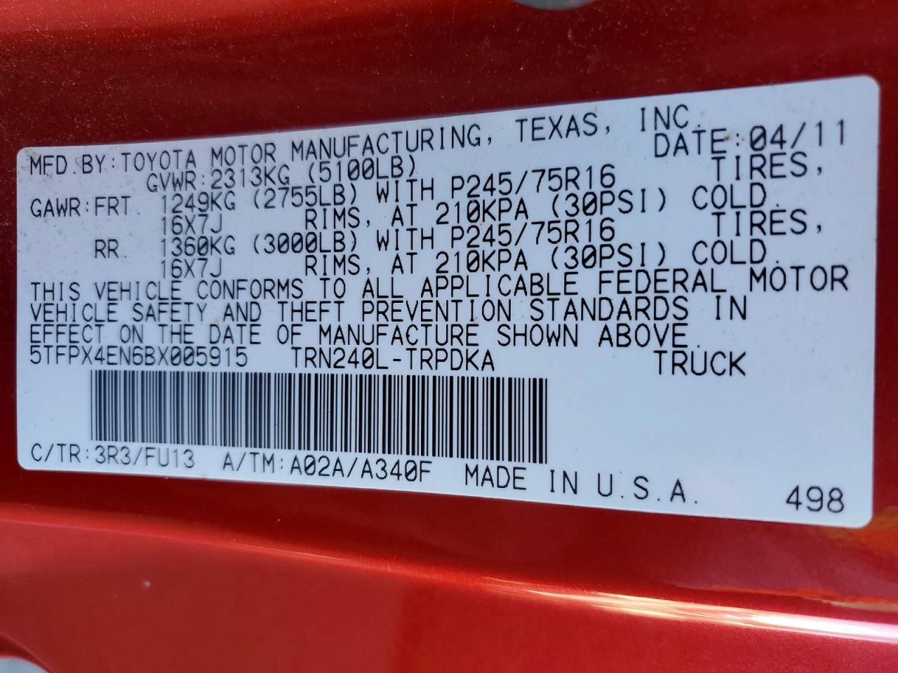 2011 Toyota Tacoma Base