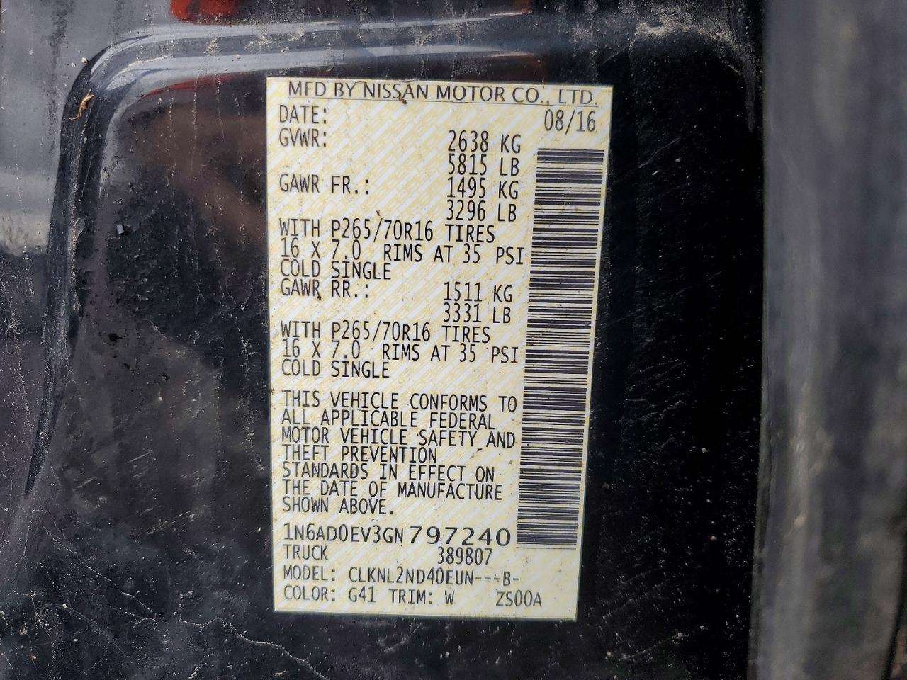 2016 Nissan Frontier SV