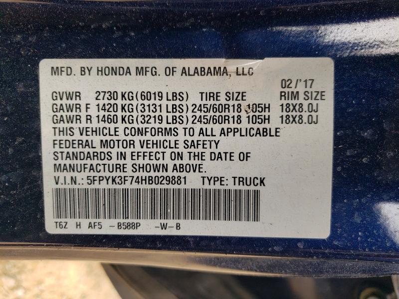 2017 Honda Ridgeline RTL