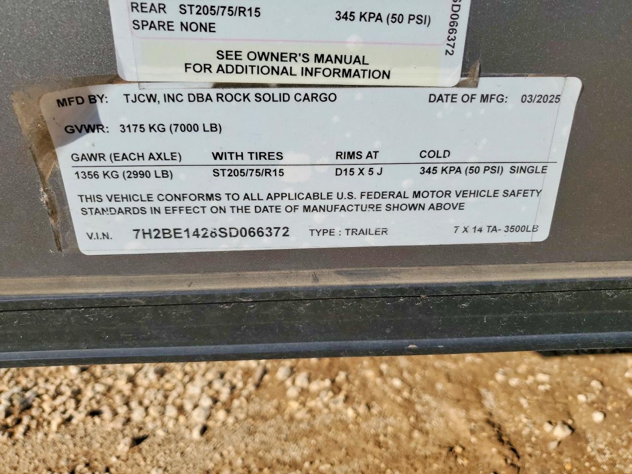 2025 Rock Solid Carg O 7X14 TA Enclosed Cargo Trailer