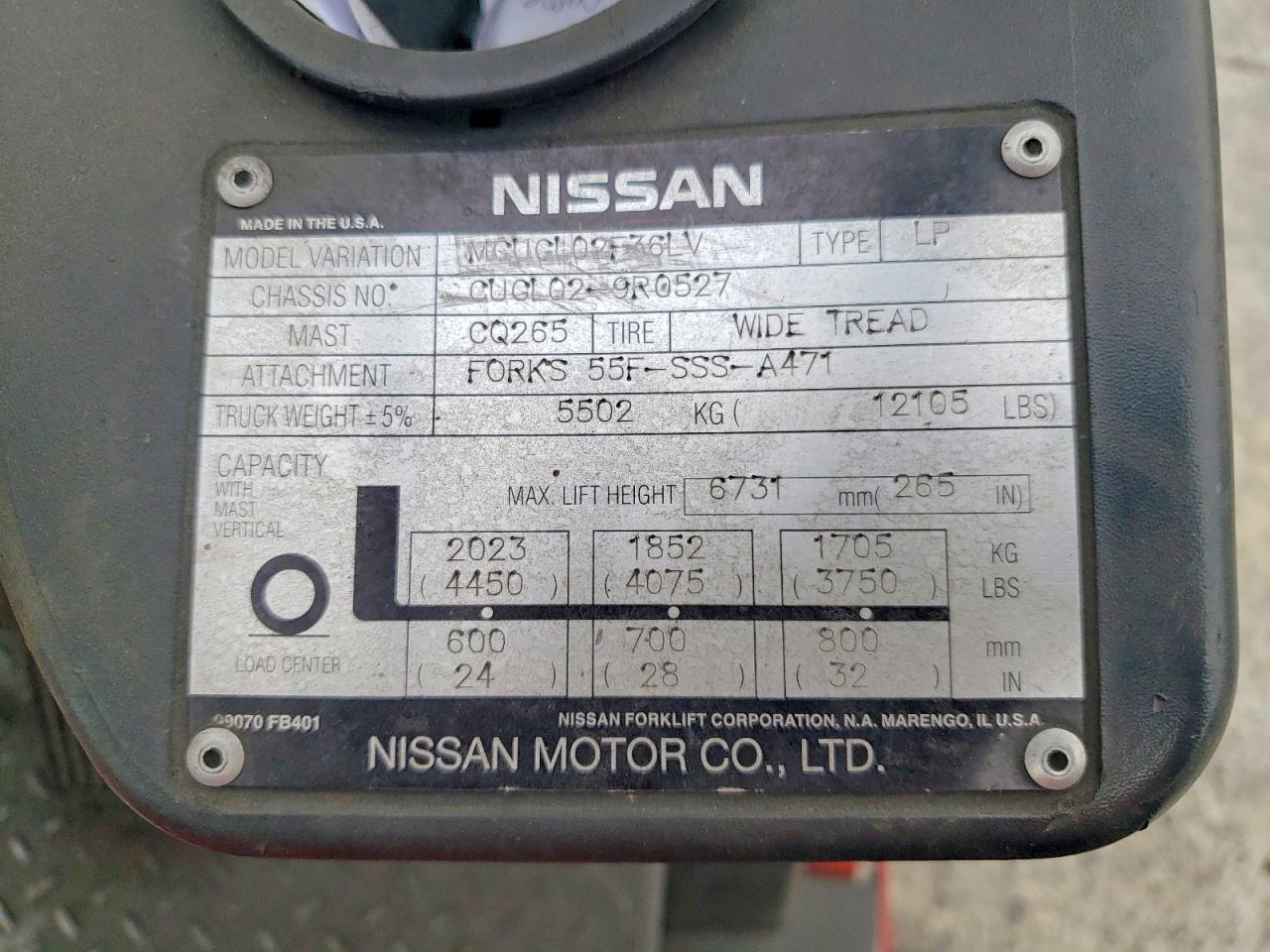 2005 Nissan MCUGL02F36LV Forklift