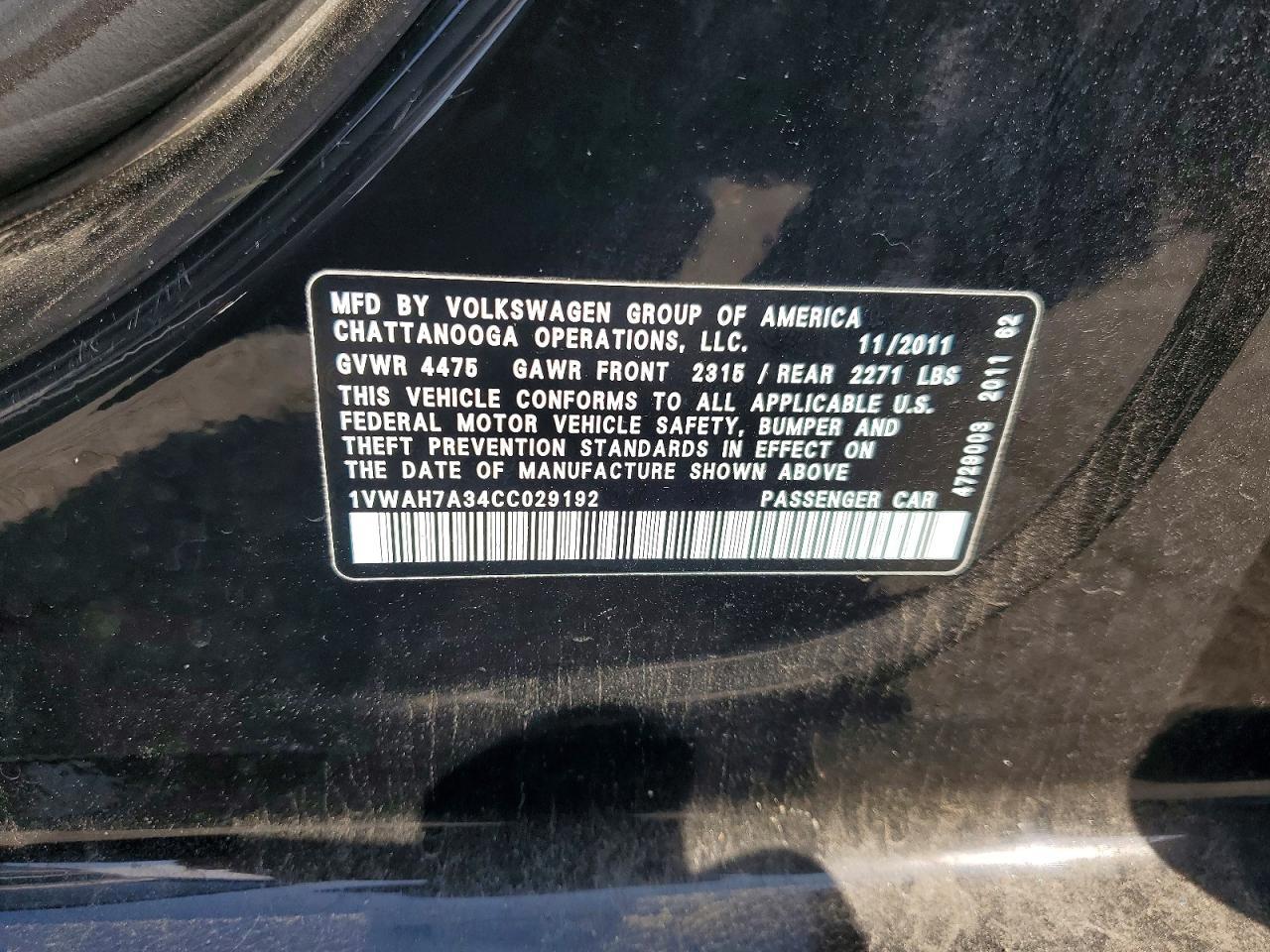 2012 Volkswagen Passat s