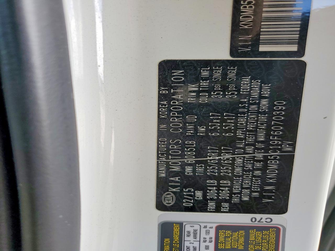 2015 KIA Sedona lx