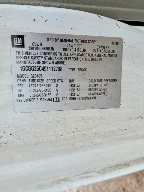 2009 Chevrolet Express G2500 Utility / Service Van