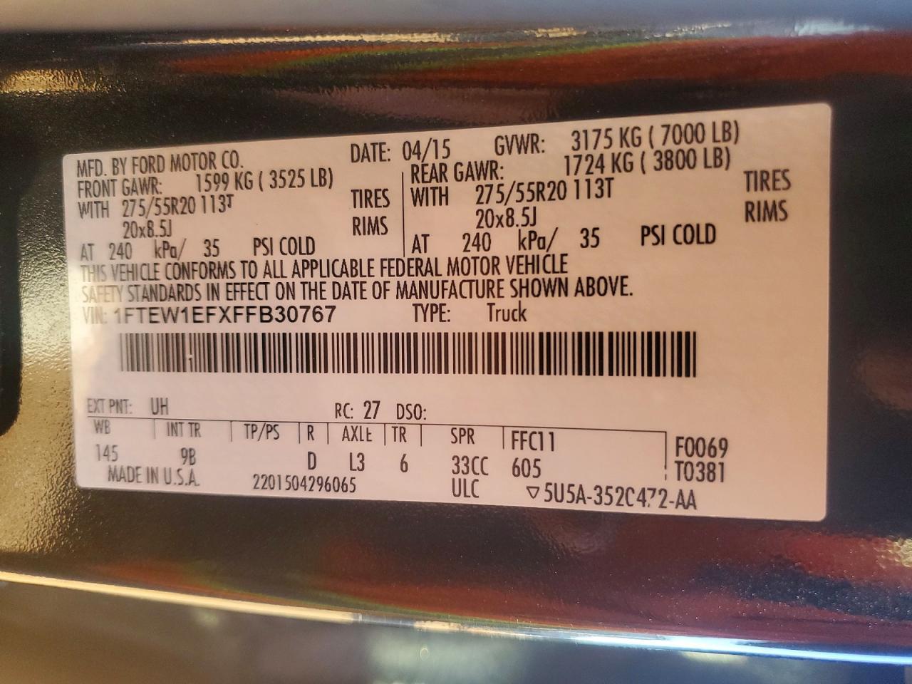 2015 Ford F150 Supercrew