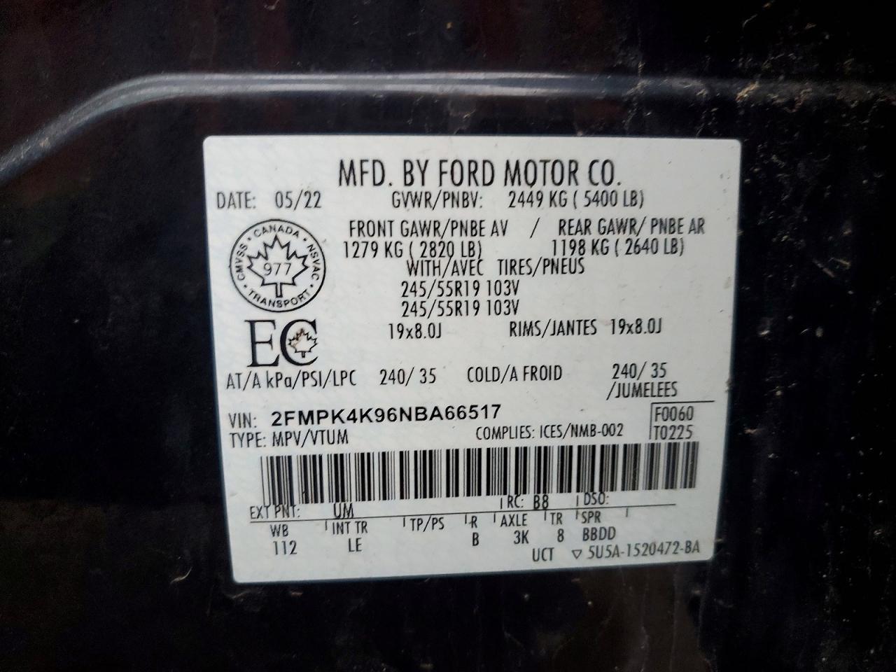 2022 Ford Truck/van Edge Titanium 4DR aw