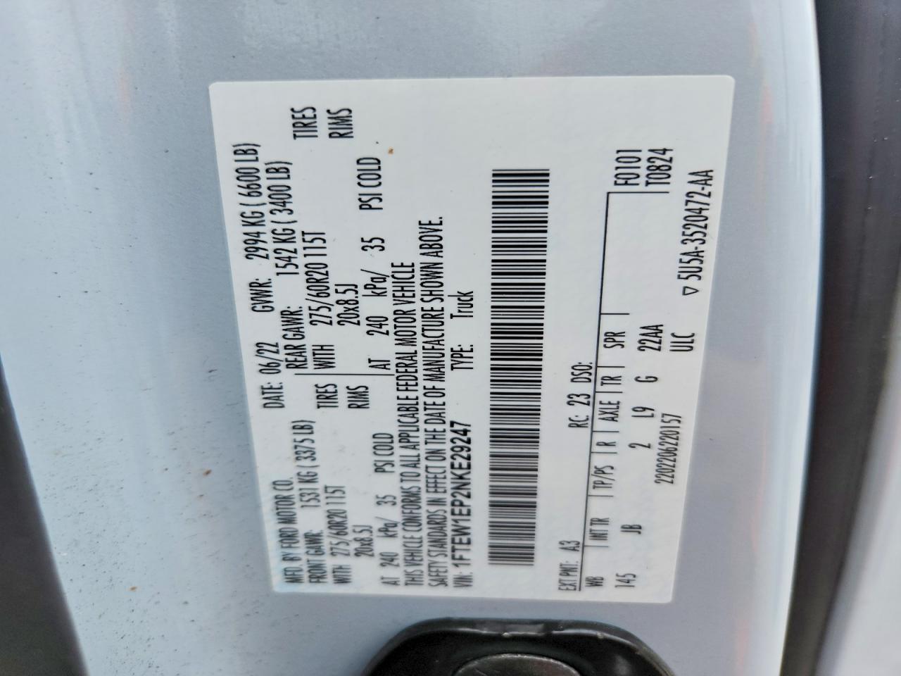 2022 Ford F150 Supercrew