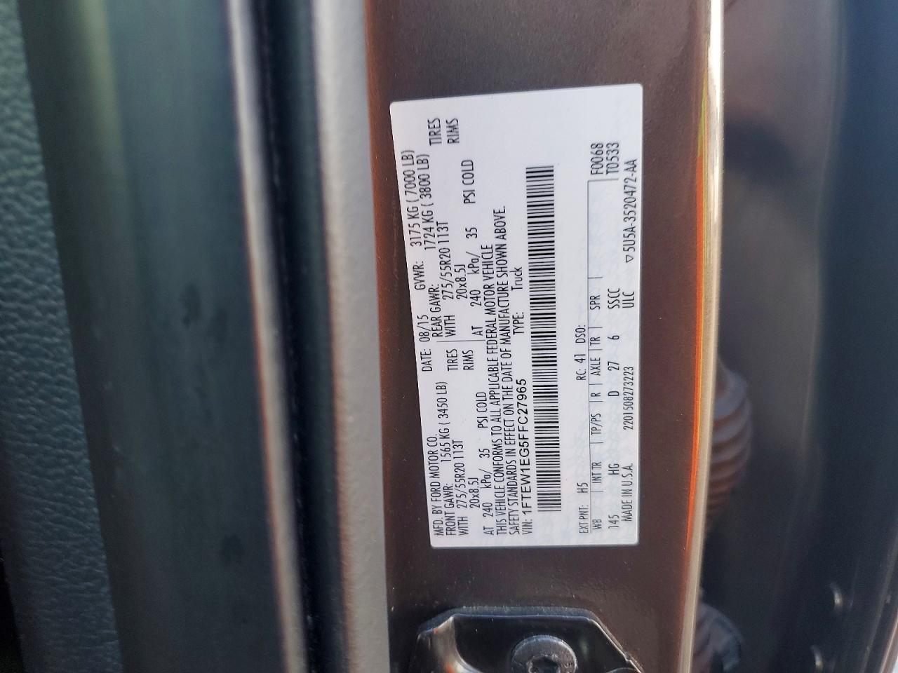 2015 Ford F150 Supercrew