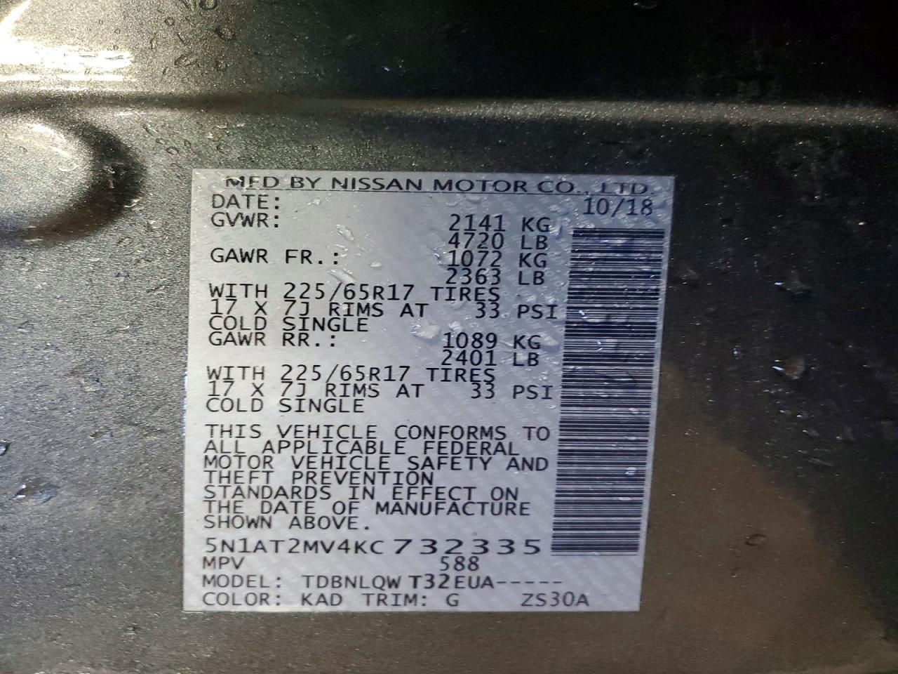 2019 Nissan Rogue sv