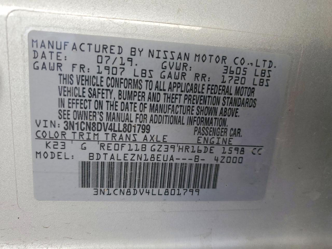 2020 Nissan Versa s