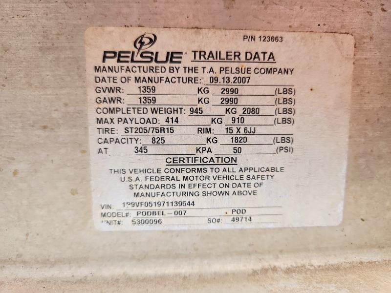 2007 Pelsue Podbel-007 Fiber Optic Splicing Trailer