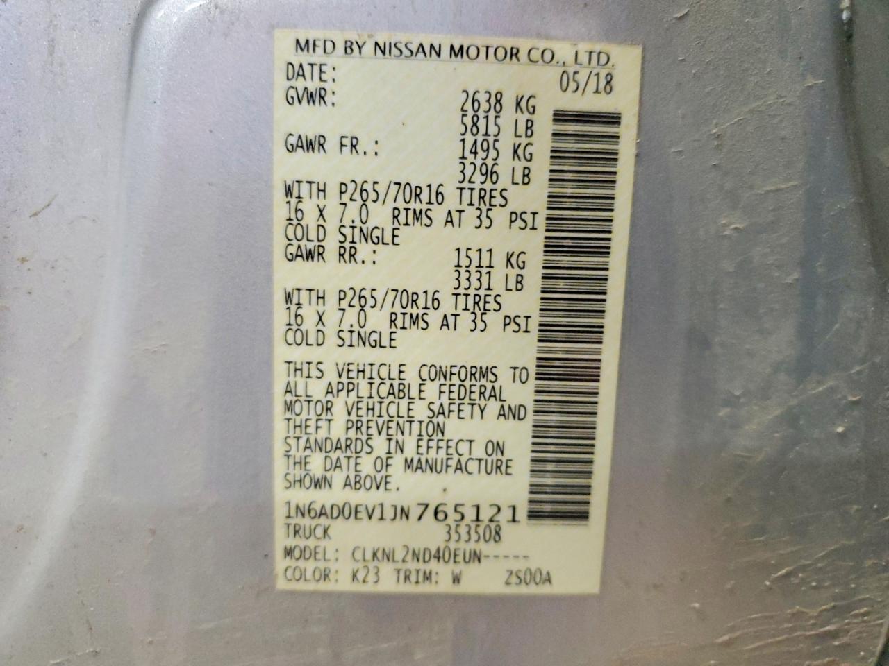 2018 Nissan Frontier SV