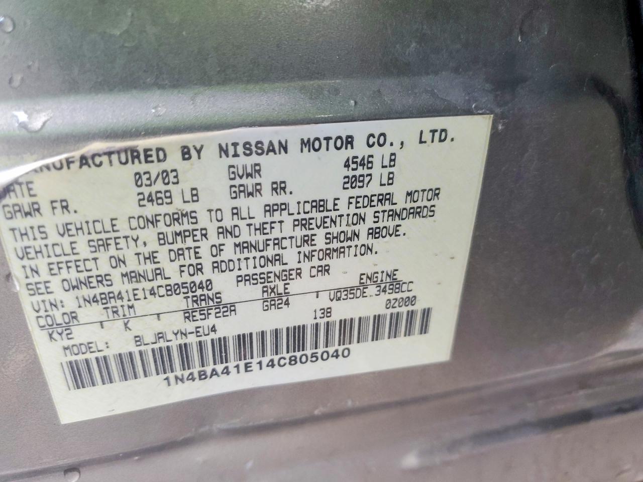 2004 Nissan Maxima 3.5 se