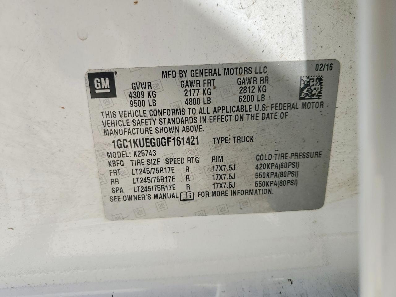 2016 Chev Silverado K2500 Heavy Duty