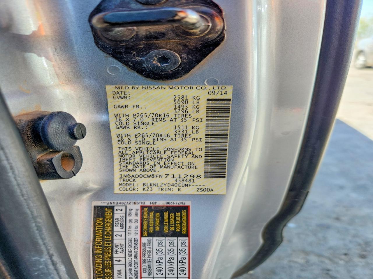 2015 Nissan Frontier SV V6