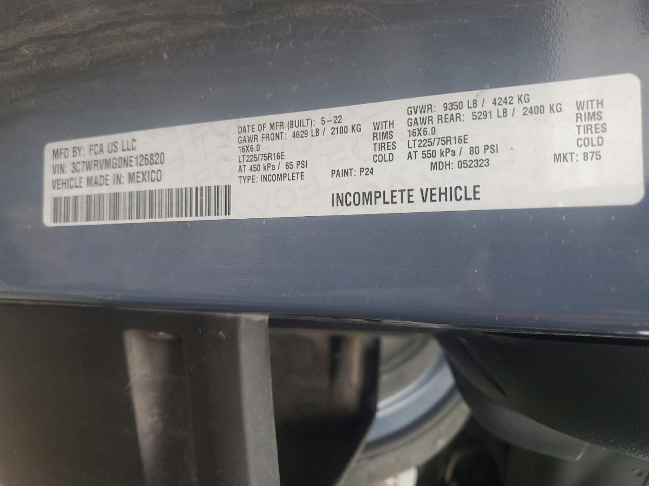 2022 Dodge RAM Promaster 3500 Delivery Truck