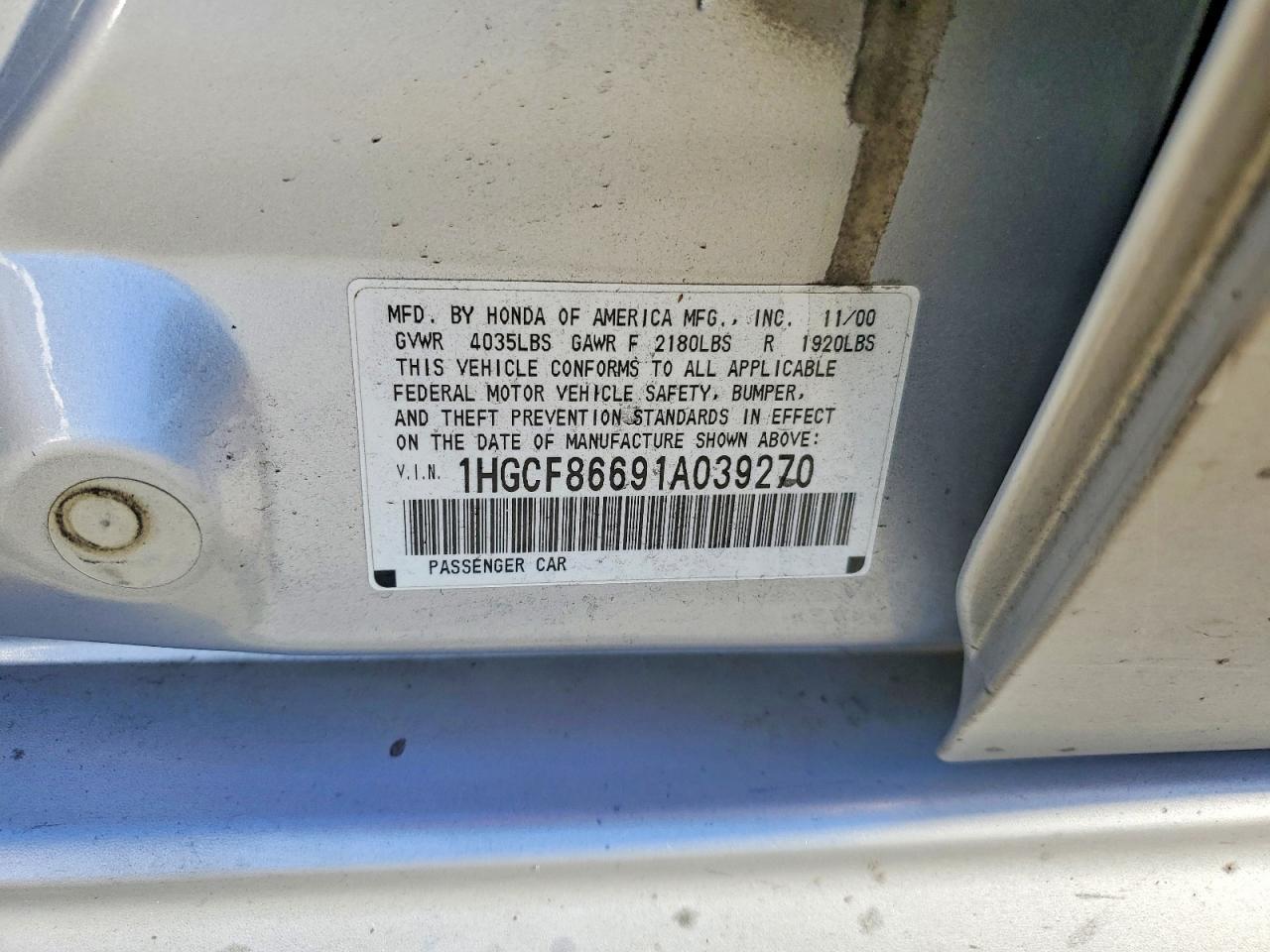 2001 Honda Accord Value