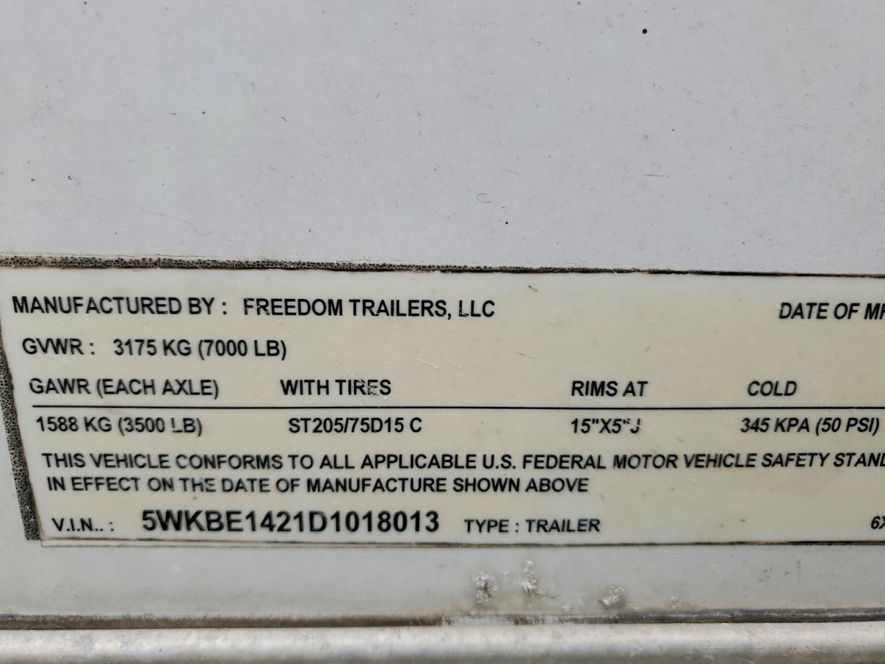 2013 Freedom Enclosed Cargo Trailer