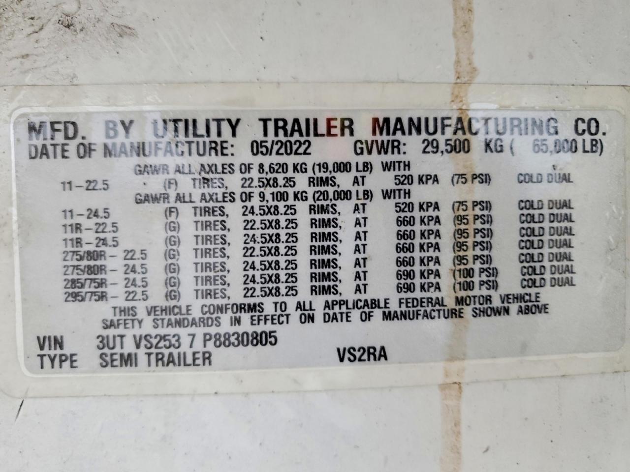 2023 Utility VS2RA Refrigerated Van Trailer