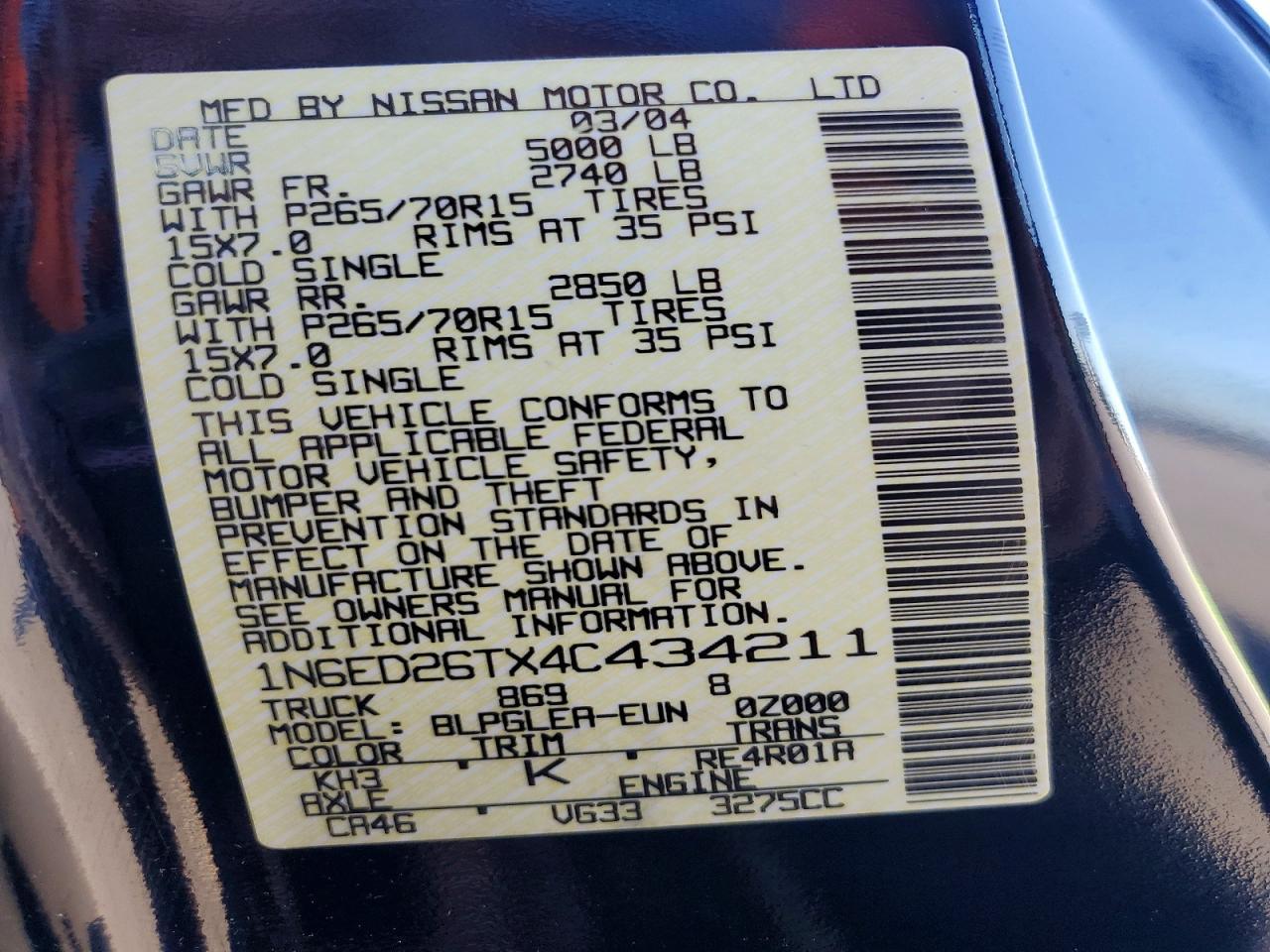 2004 Nissan Frontier XE-V6 Desert Runner