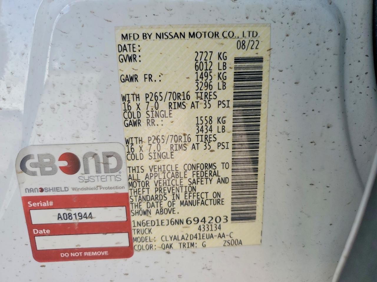 2022 Nissan Frontier S