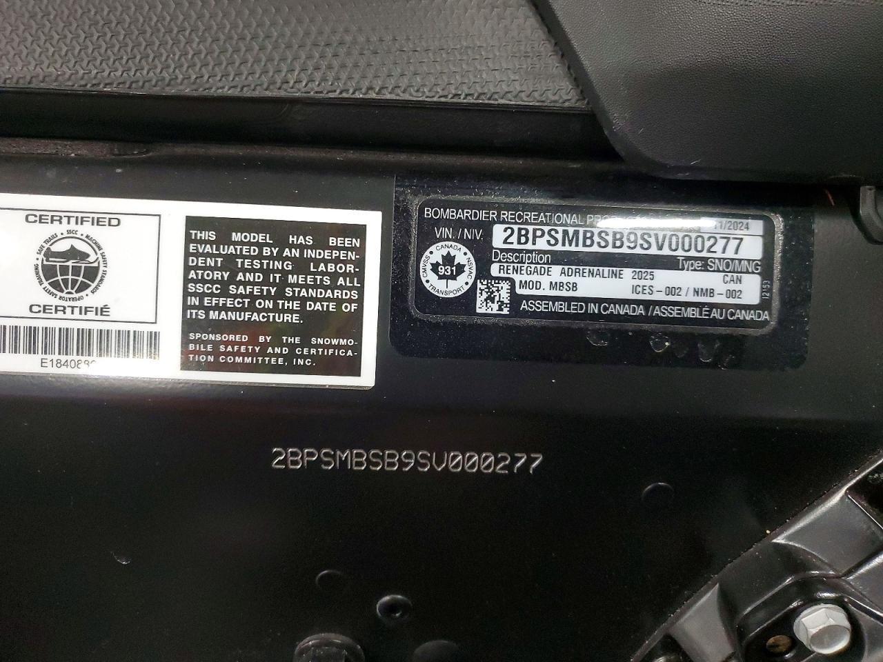 2025 Skidoo Renegade Adrenaline
