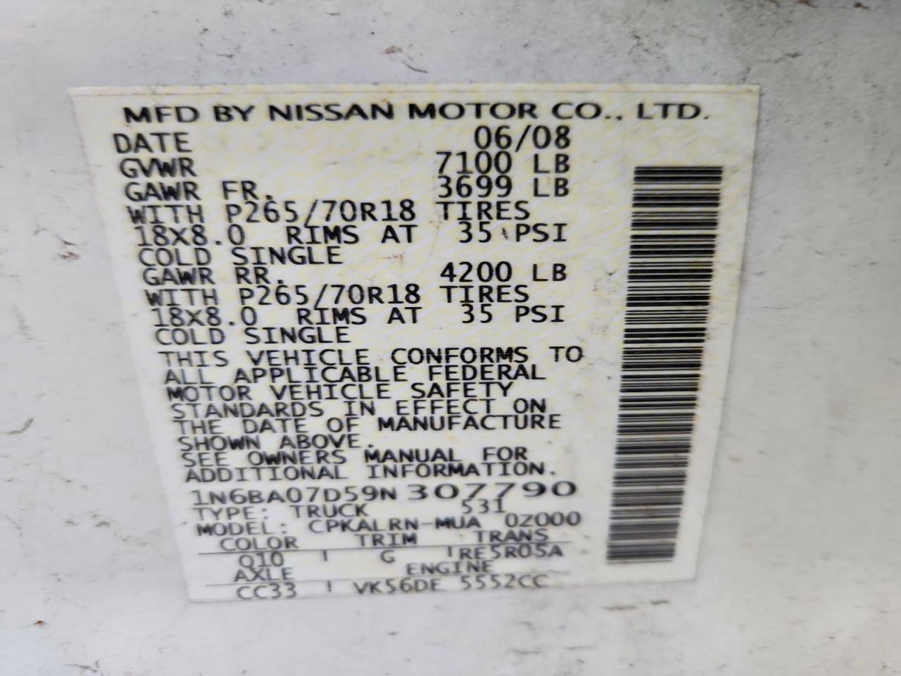 2009 Nissan Titan XE FFV